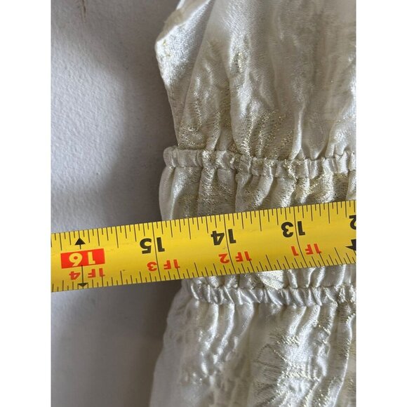 Altar’d State Womens Athena Shimmer Maxi Dress Cream Gold Metallic V-Neck Sze XL - Picture 12 of 13